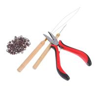 NUOBESTY Kit Outils pour Extensions de Cheveux avec Pince et Crochet Perles et Micro-anneaux Silicone pour Pose Facile et Sécurisée