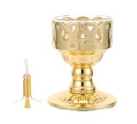 NUOBESTY Lampe à Beurre Bouddhiste Vintage en Alliage, Style Rétro Élégant | Base Décorative Dorée, Usage pour Dîners et Mariages, Structure Robuste, Simple à Utiliser, Longue Durée