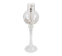NUOBESTY Lampe à Huile en Verre Transparent Pied Haut, Forme Flamme, Design Élégant et Rustique, Remplacement de Mèche Facile pour Cérémonies Spirituelles