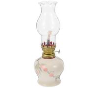 NUOBESTY Lanterne à Pétrole Vintage en Céramique Globe en Verre, Lampe à Huile D’intérieur Camping, Luminosité Réglable, Lampe Décorative Rustique pour Maison et Couleur Aléatoire