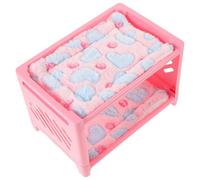 NUOBESTY Lit pour Petits Animaux à Double Couche Ensemble 5 Pièces 1 Lit Rose 2 Matelas et 2 Couvertures Douces Nid Confortable pour Cochons D’Inde Hamsters et Couleur Aléatoire