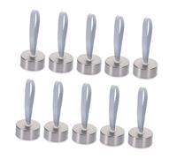 NUOBESTY Lot de 10 Bouchons de Rechange en Acier Inoxydable Argenté avec Poignée Corde Diamètre 43 MM Compatibles Bouteilles en Verre et Gourdes Sport Isothermes Couvercles à Visser