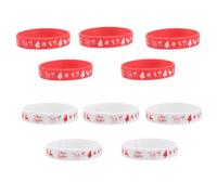 NUOBESTY Lot de 10 Bracelets de Noël en Silicone Flexible 5 Rouges et 5 Blancs Accessoires de Fête Décoratifs pour Adultes et Adolescents Bracelets de Fête sans Odeur Résistants à