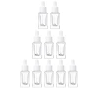 NUOBESTY Lot de 10 Flacons Compte-Gouttes en Verre Transparent 15 Ml Bouchon Plastique Blanc 20 Filets Pipette en Verre Anti-Fuite pour Huiles Essentielles et Aromathérapie Usage