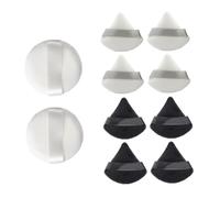 NUOBESTY Lot de 10 Houppettes de Maquillage en Coton Blanc 2 Rondes 60X12Mm et 8 Triangulaires Éponges à Poudre Douces pour Application Visage Accessoires Maquillage Portables