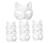 NUOBESTY Lot De 10 Masques De Chat Vierges Blancs Non Peints Pour DéGuisement D'Halloween Cosplay FêTe