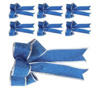 NUOBESTY Lot de 10 Nœuds Décoratifs de Noël Grands en Polyester Bleu Décorations Noël Sapin et Maison Accessoires Loisirs Créatifs pour Fêtes et Événements Hivernaux