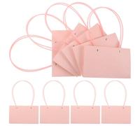 NUOBESTY Lot de 10 Paquets à Fleurs Imperméables en Papier Kraft Macaron avec Poignée Format Rectangulaire Motifs Géométriques pour Emballage Bouquet et Présents Fleuriste Paquet