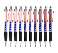 NUOBESTY Lot de 10 stylos à bille rétractables avec drapeau patriotique - Stylos décoratifs pour bureau, école, événements et fête nationale du 4 juillet