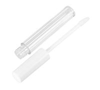 NUOBESTY Lot de 10 Tubes de Gloss à Lèvres Vides 2,5 Ml, Bouteilles Rondes Transparentes Couvercles Blancs, Flacons Rechargeables Légers pour Maquillage et Voyages, Contenants Cosmétiques
