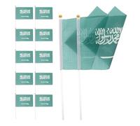 NUOBESTY Lot de 100 Mini Drapeaux Verts de L'arabie Saoudite en Polyester Hampe Portable, pour Activités Scolaires et Décoration de Fête