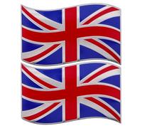 NUOBESTY Lot de 2 Autocollants Métalliques Drapeau Britannique en Aluminium Imperméables et Universels pour Voiture Camion et Moto Décoration Extérieure Patriotique Facile à Poser et