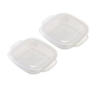NUOBESTY Lot de 2 Boîtes à Lunch en Plastique Résistant la Chaleur, Séparables et Compatibles Micro-ondes, Format Moyen pour Réfrigérateur, Boîtes à Riz Portables pour Bureau, École