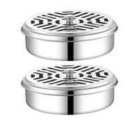 NUOBESTY Lot de 2 Boîtes à Parfum en Acier Inoxydable Couvercle Ajouré Brûleur D’Parfum Anti-Feu et Anti-Buée Porte-Parfum Rond Portable pour Intérieur et Extérieur Salon Terrasse et