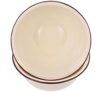 NUOBESTY Lot de 2 Bols en Émail Rétro 18 Cm, Couleur Ivoire, Bol Mélangeur et Saladier Multi-usages, Ustensiles Cuisine Vintage pour Conservation des Aliments et Préparation Culinaire
