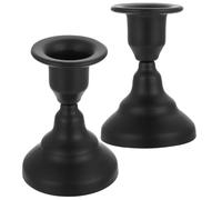 NUOBESTY Lot de 2 Bougeoirs en Fer Forgé Noir Petit Format Chandelier de Table Double Usage Support à Bougies Piliers Décoration Intérieure pour Dîner Romantique et Mariage