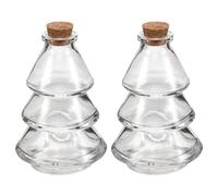 NUOBESTY Lot de 2 Bouteilles de Vœux en Verre Transparent 90 ML de Sapin de Noël avec Bouchon en Liège Mini Bocaux Décoratifs pour Collecte de Souhaits Décoration Festive pour Noël et