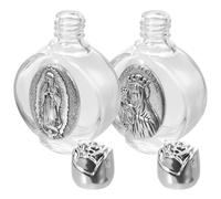 NUOBESTY Lot de 2 Bouteilles Décoratives d'eau Bénite en Verre Relief, Format Petit 7 X 4 X 2 Cm, Couleur Argentée, Rechargeables et Portables pour Usage Religieux et Décoration Intérieure