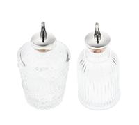 NUOBESTY Lot de 2 Bouteilles en Verre Vintage pour Amer, Flacons Décoratifs pour Cocktails, Capacité Moyenne, Design Sculpté et Rayé, Rangement Pratique pour Bar Cuisine, Bouteilles