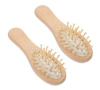 NUOBESTY Lot de 2 Brosses à Cheveux en Bois de Bambou 12X4,5 CM, Peignes de Massage Portables Antistatiques, Petites Brosses Démêlantes pour Soins du Cuir Chevelu, Usage Voyage et