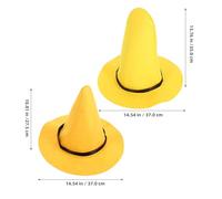 NUOBESTY Lot de 2 Chapeaux de Sorcier en Feutre Jaune Épais Grand Format Accessoires de Déguisement pour Adultes Chapeau de Sorcière Cosplay Halloween et Fêtes