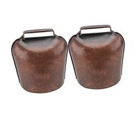 NUOBESTY Lot de 2 Clochettes Épaisses à Suspendre pour Animaux de Ferme, Grosse Taille 62g, Fer Bronze Rouge, Décoration Mouton Cheval Vache, Accessoires Agricoles, Usage Extérieur Fête