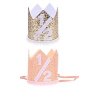 NUOBESTY Lot de 2 Couronnes pour Demi-anniversaire - Accessoires de Coiffure pour Fête D'anniversaire de Six Mois, Chapeaux de Fête pour Enfants, Accessoires Photo, Décorations Unisexes pour