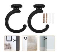 NUOBESTY Lot de 2 Crochets Muraux en Alliage de Zinc Noir Crochets d'Embrasses de Rideaux Incurvés de Croissant Supports Multi-Usages pour Suspendre Rideaux et Serviettes pour