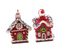 NUOBESTY Lot de 2 Décorations de Noël à Suspendre de Maison en Pâte Polymère, Mini Ornements Sapin, 5 Cm, Finition Réaliste, Décorations Intérieures pour Ambiance Festive de Noël