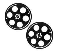 NUOBESTY Lot de 2 Décorations Murales en Métal Fer de Bobines de Film Rétro, à Suspendre Décorative pour Mur Cinéma Maison et Jardin, Décoration Suspendue Authentique et Résistante