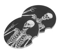 NUOBESTY Lot de 2 Dessous de Verre en Céramique Motif Crâne Antidérapants et Résistants à la Chaleur sous-Verres Amusants pour Voiture la Cuisine Bureau et Salon Réutilisable