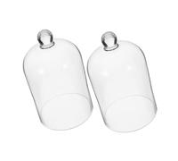 NUOBESTY Lot de 2 Dômes en Verre Transparent pour Fleurs Éternelles, Cloche Décorative Multifonction Couvercle, Protection sans Feu pour Décoration Intérieure et Présentation D’Objets