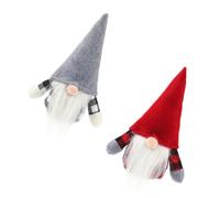 NUOBESTY Lot de 2 Figurines Décoratives sans Visage de Noël Style Nordique en Tissu à Carreaux Rouge et Gris Ornement Festif pour Vitrine et Décoration Intérieure de Fête