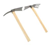 NUOBESTY Lot de 2 Houes de Jardin Compactes en Acier Manganèse Manches en Bois Outil de Binage et Désherbage pour Cultures Maraîchères et Plantation de Fleurs Outil Portatif