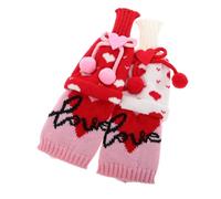 NUOBESTY Lot de 2 Housses Décoratives pour Bouteilles de Vin en Tricot Festif Tailles Standard Couleurs Blanc et Rose Accessoires pour Saint-Valentin Fêtes et Mariages Paquet Présents