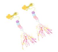 NUOBESTY Lot de 2 Jouets Suspendus pour Chat en Corde Polyester Longueur Réglable pour Exercice Aérobie Intérieur Interactif Coloré de Ruban et Balles