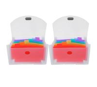 NUOBESTY Lot de 2 Mini-dossiers Imperméables Blancs Intercalaires Colorés, Organiseur Accordéon à 7 Poches Extensibles pour Reçus, Factures et Documents, Porte-reçus Portable Bureau