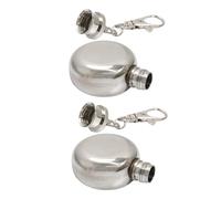 NUOBESTY Lot de 2 Mini-flasques en Acier Inoxydable 30 Ml avec Porte-clés, Flasques de Poche Portables et Étanches, pour Camping, Randonnées et Activités de Plein Air