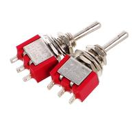 NUOBESTY Lot de 2 Mini Interrupteurs à Bascule Momentané Mts-102, 3 Broches, 2 Positions, Métal Inoxydable, Étanche, Montage M6, Interrupteur Inverseur à Polarité Inversée pour