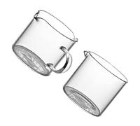 NUOBESTY Lot de 2 Mini Tasses à Café en Verre 1 Tasse Simple sans Anse 1 Tasse Double Anse Verres à Lait Compacts pour Café au Lait Usage Quotidien et Occasions Festives