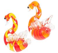NUOBESTY Lot de 2 Oies Colorées en Verre Teinté, Décoration Créative et Délicate pour Table de Thé ou Bureau, Style Chic et Objets de Collection Uniques