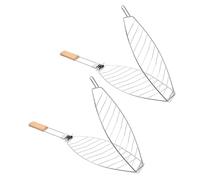 NUOBESTY Lot de 2 Paniers à Poisson pour Barbecue en Acier Inoxydable Grill Pliable avec Poignée Anti-Brûlure Panier Multifonction pour Grillades Extérieures Légumes Fruits de Mer et