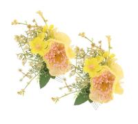 NUOBESTY Lot de 2 Peignes à Cheveux Hawaïens en Soie Jaune Accessoire Floral Artificiel Hibiscus pour Chignon Pince Fleurie Tropicale Femme pour Mariages Fêtes Hawaïennes et Coiffures