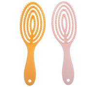 NUOBESTY Lot de 2 Peignes de Massage Creux pour Cheveux Longs et Épais Brosse Démêlante Ovale en Plastique Élastique Accessoire Coiffure pour Femmes Usage Quotidien et Couleur Aléatoire