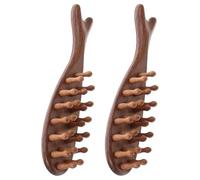 NUOBESTY Lot de 2 Peignes de Massage en Bois de Santal Naturel Peignes Ovales sans Vernis 22 Picots Masseurs Capillaires Portables pour Soin du Cuir Chevelu et Démêlage Doux des Cheveux