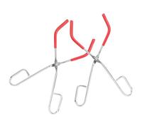 NUOBESTY Lot de 2 Pinces à Béchers en Acier Chromé Rond Rouge, Clip de Tube de Condenseur pour Laboratoire, Fournitures de Verrerie, Accessoires Polyvalents pour Manipulation Sécurisée