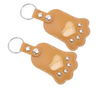 NUOBESTY Lot de 2 Porte-Clés Souvenirs pour Poils D’Animaux en Cuir PU Médaillon Commémoratif Forme Patte Rangement Sécurisé Poils Chien et Chat Accessoire Sentimental Portable Jaune
