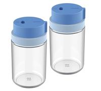 NUOBESTY Lot de 2 Pots à Épices Rotatifs en Plastique et Verre Bleu Clair, Bouteilles Hermétiques pour Condiments, Sel, Poivre et Assaisonnements, Cuisine Maison et Barbecue, Facile