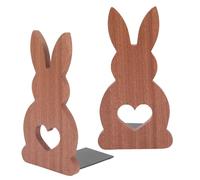 NUOBESTY Lot de 2 Serrage-Livres Lapin en Bois D’eben, Support de Livre de Lit Base Antidérapante, Design Cœur, Serrage-Livres pour Garçon et Filles pour Bureau, Chambre et Bibliothèque