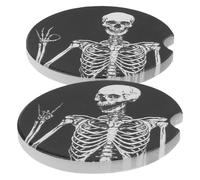 NUOBESTY Lot de 2 sous-Verres en Céramique Motif Crâne Antidérapants Accessoires Décoratifs pour Voiture Bureau et Maison Dessous de Verre Humoristiques et Résistants à la Réutilisable